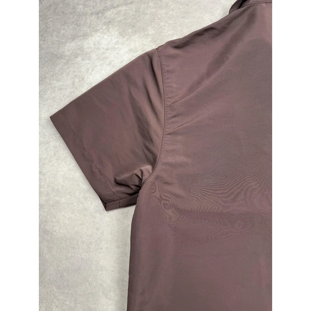 Jordan x A Ma Maniére Shirt Mens Large Maroon Snap Front Short Sleeve DV7460-263